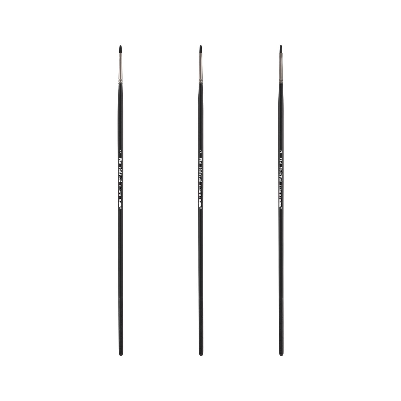 Black Swan Synthetic Red Sable Paint Brushes Flat Sets of 2- Professional Quality Long Handle Paint Brushes in Assorted Shapes and Sizes for Oil, Heavy Body Media and Acrylic- Artists of All Levels